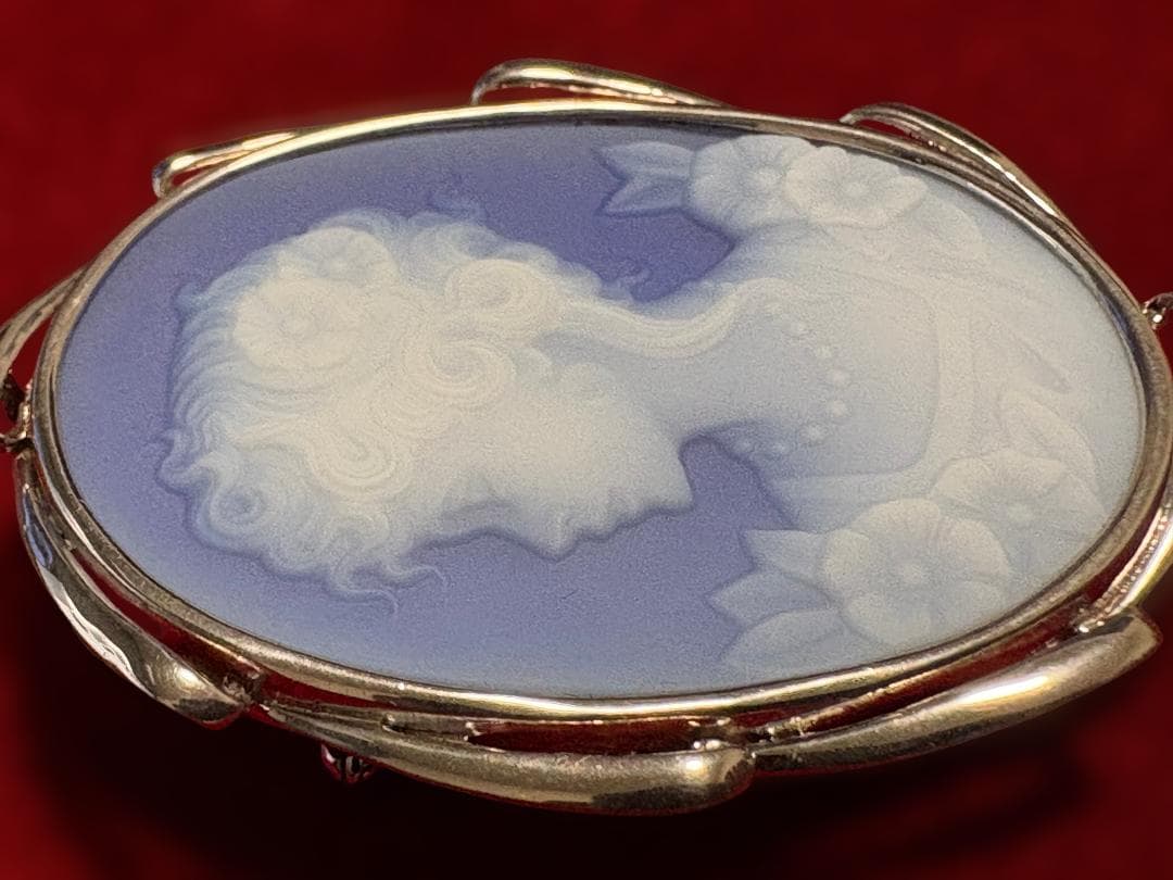 ステファン ストーンカメオ ブローチ 花と巻き髪の少女 SV925（QVC）