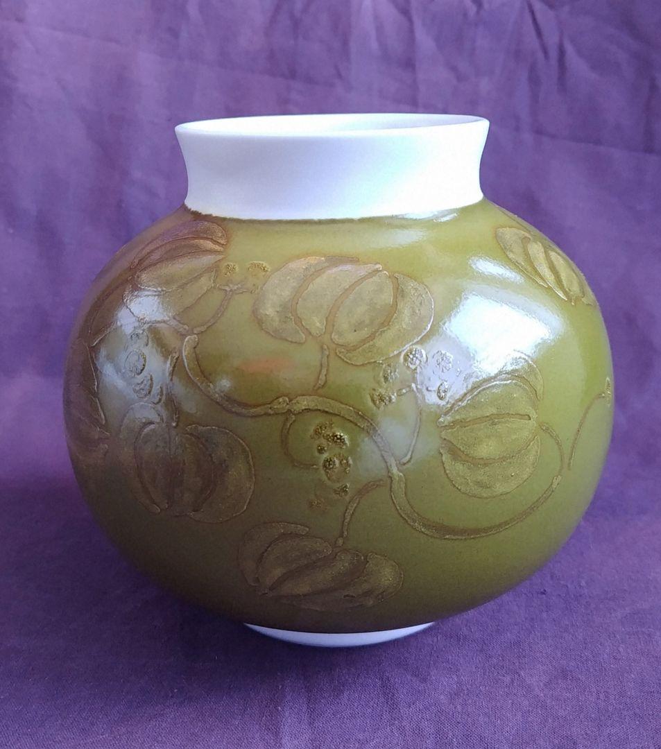 色絵銀彩山帰来文壺 (豊福 誠) 未使用 新品同様