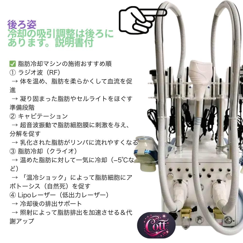 脂肪冷却マシン 3ハンドル搭載 非侵襲型痩身 RF/レーザー/キャビテーション付
