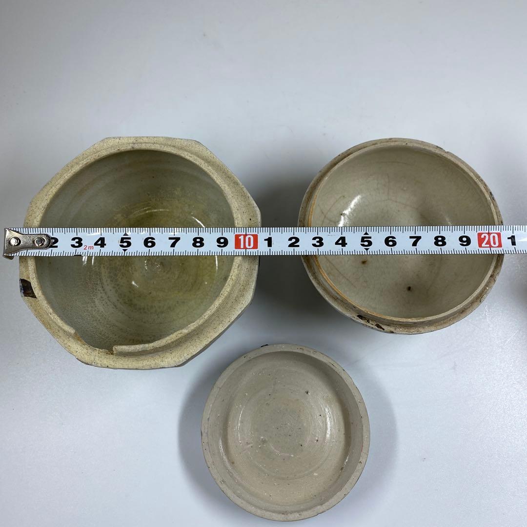 専用　16世紀　安南合子　3点　直径10.4・8㎝　トヒチ　東な7-0201①