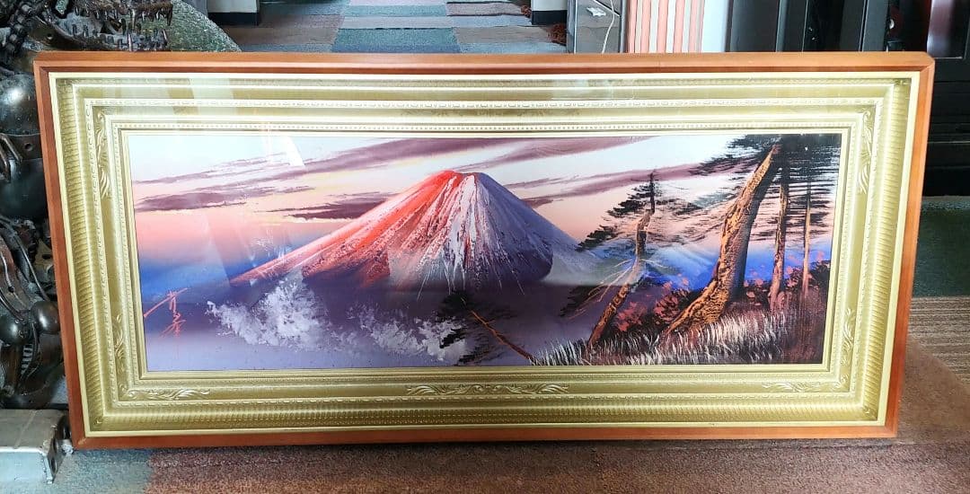 赤富士、立体赤富士、赤富士額、和室用額、縁起絵画、赤富士絵画