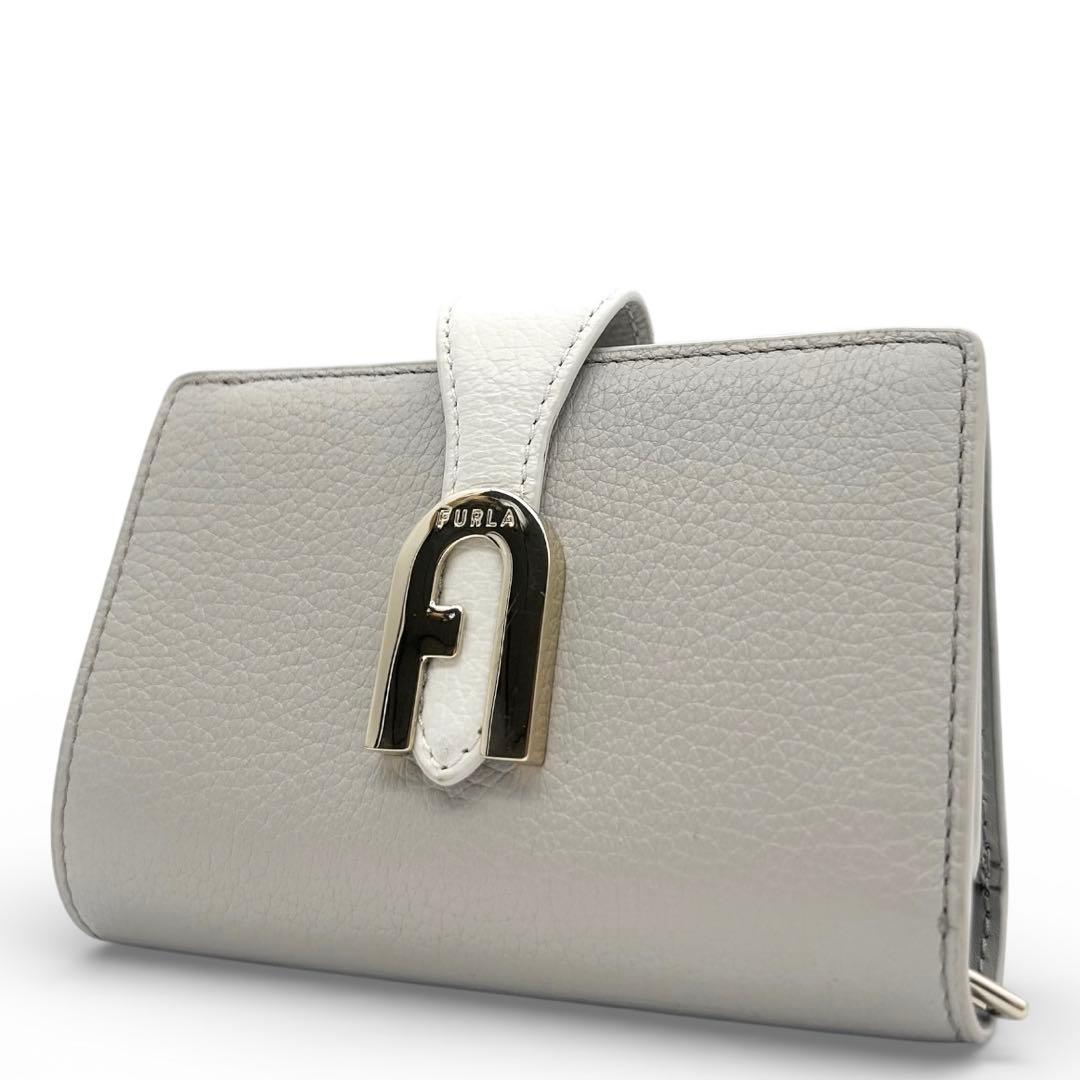 未使用級　FURLA　フルラ　二つ折り財布　レザー　バイカラー　アーチロゴ