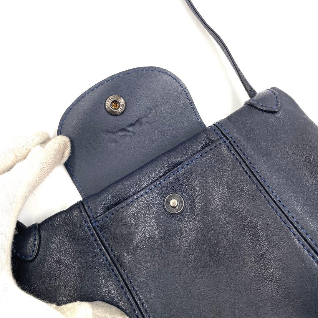 ロンシャン 536 ルプリアージュ ショルダーバッグ 斜め掛け レザー ネイビー