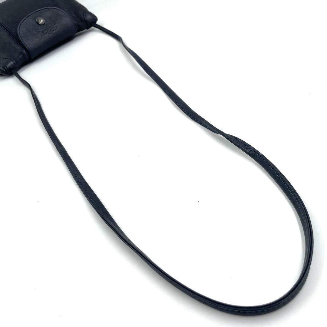 ロンシャン 536 ルプリアージュ ショルダーバッグ 斜め掛け レザー ネイビー