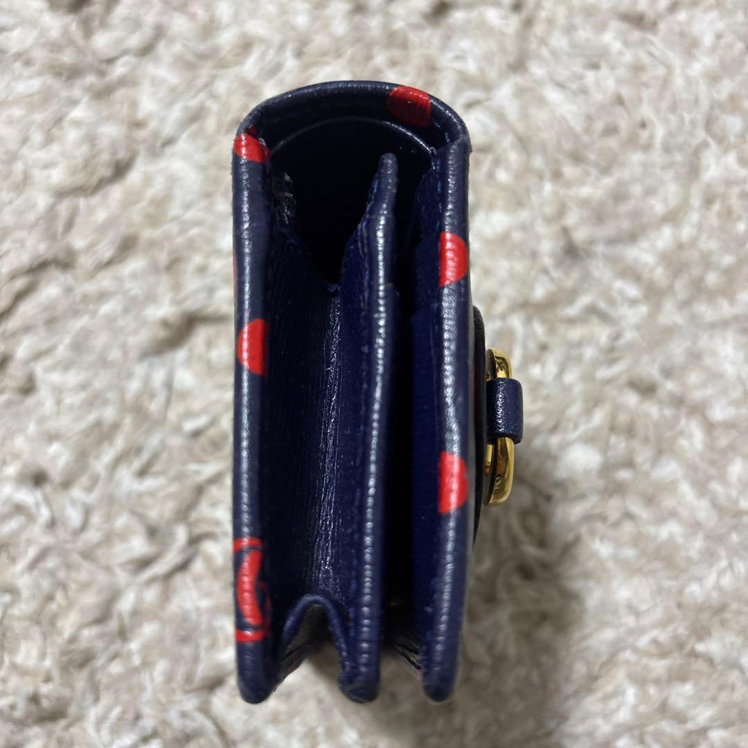 Gucci ドット柄 二つ折り財布　ネイビー　レッド　ミニ財布　折り財布