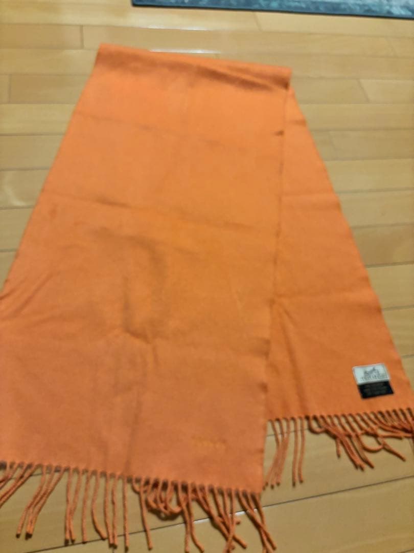 HERMES オレンジ ウールマフラー