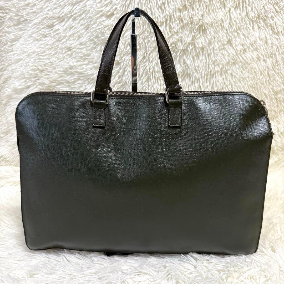 希少カラー✨PRADA サフィアーノ 三角ロゴ 2層 レザー A4ブリーフケース