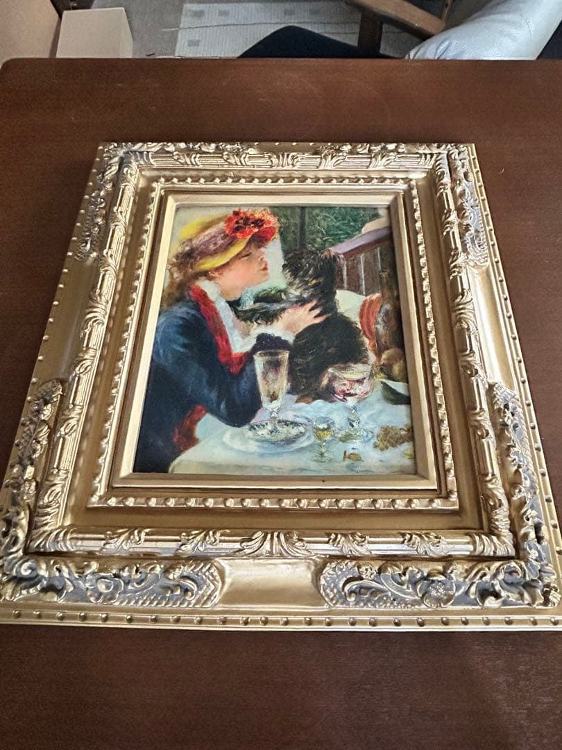 ルノワール 絵画 子犬を抱く少女 ルノアール複製画 絵画　金額縁