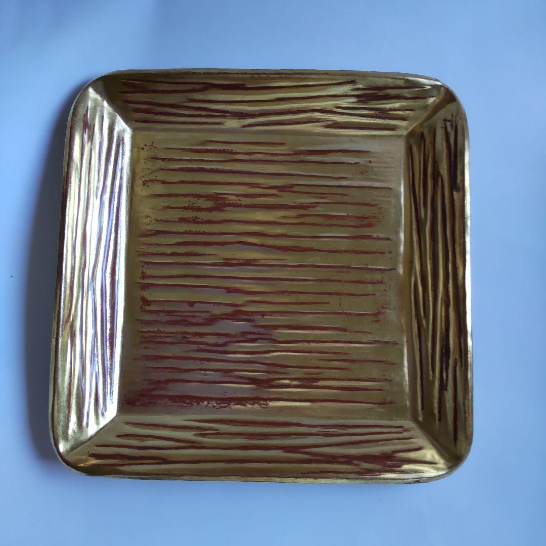 金工師 木村清五郎 紅銅四方盆 菓子盆 共布 共箱 栞 茶道具 新品 未使用 B