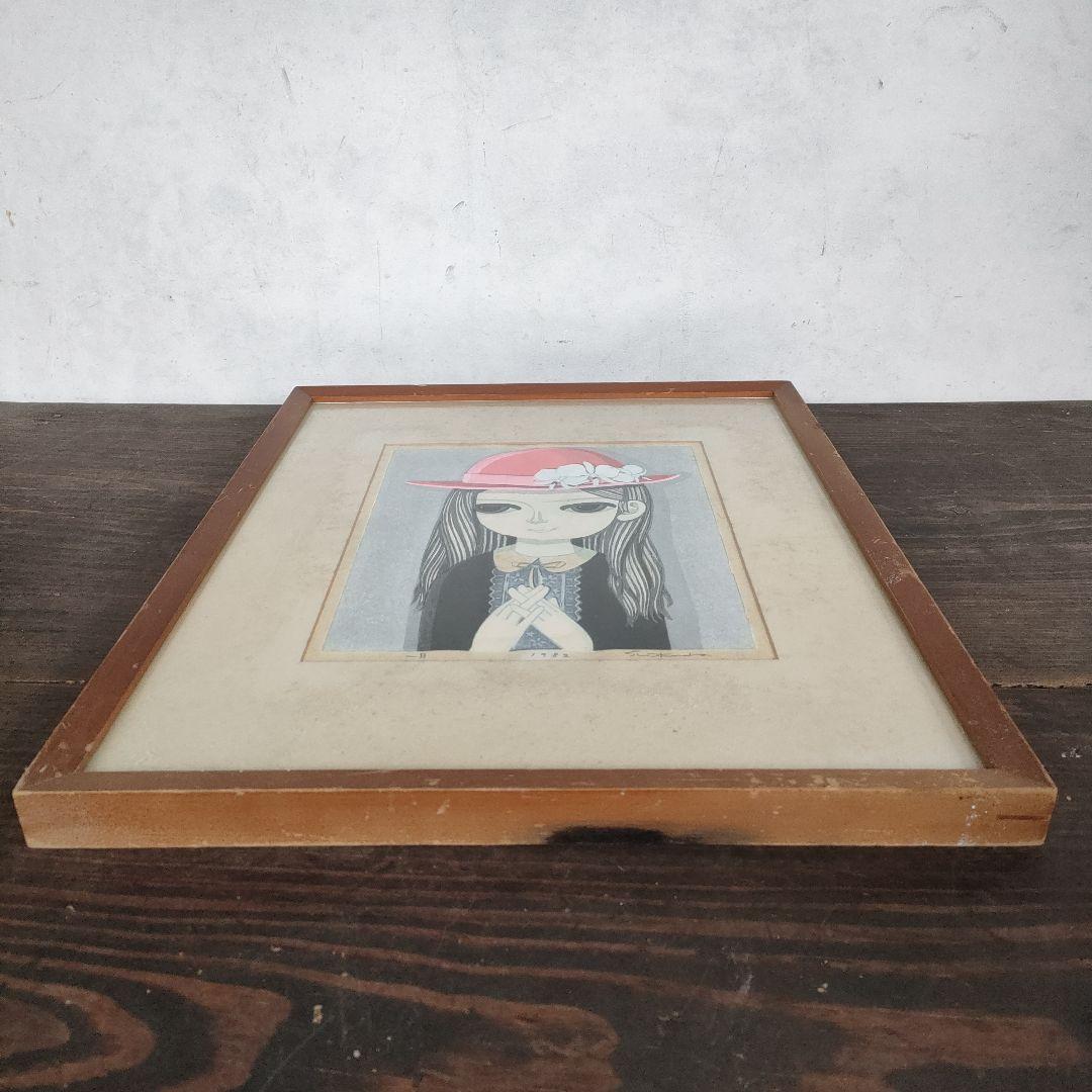 【真作】池田修三 一月 1982年 直筆サイン 木版画 日焼けあり 45×35