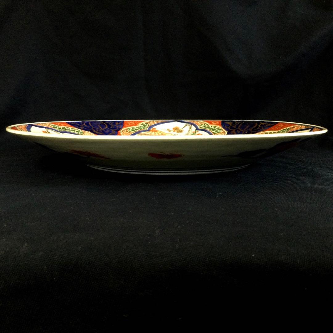 伊万里焼 錦鳩絵 飾り大皿 時代物 骨董 皿立て付 B547