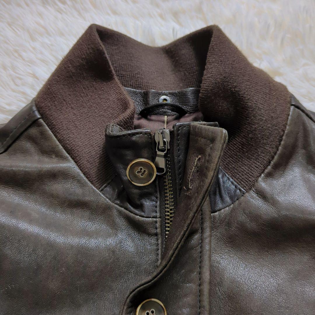 【美品】EMMETI ラムレザー ライダース ミリタリー ファー付き