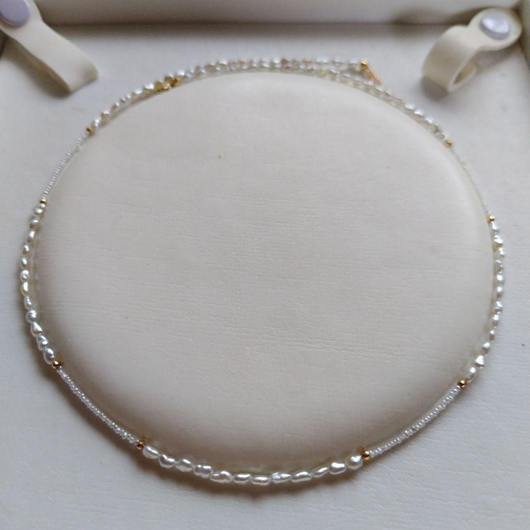 K18 ２種類の、アコヤ真珠ケシパールの、ネックレス