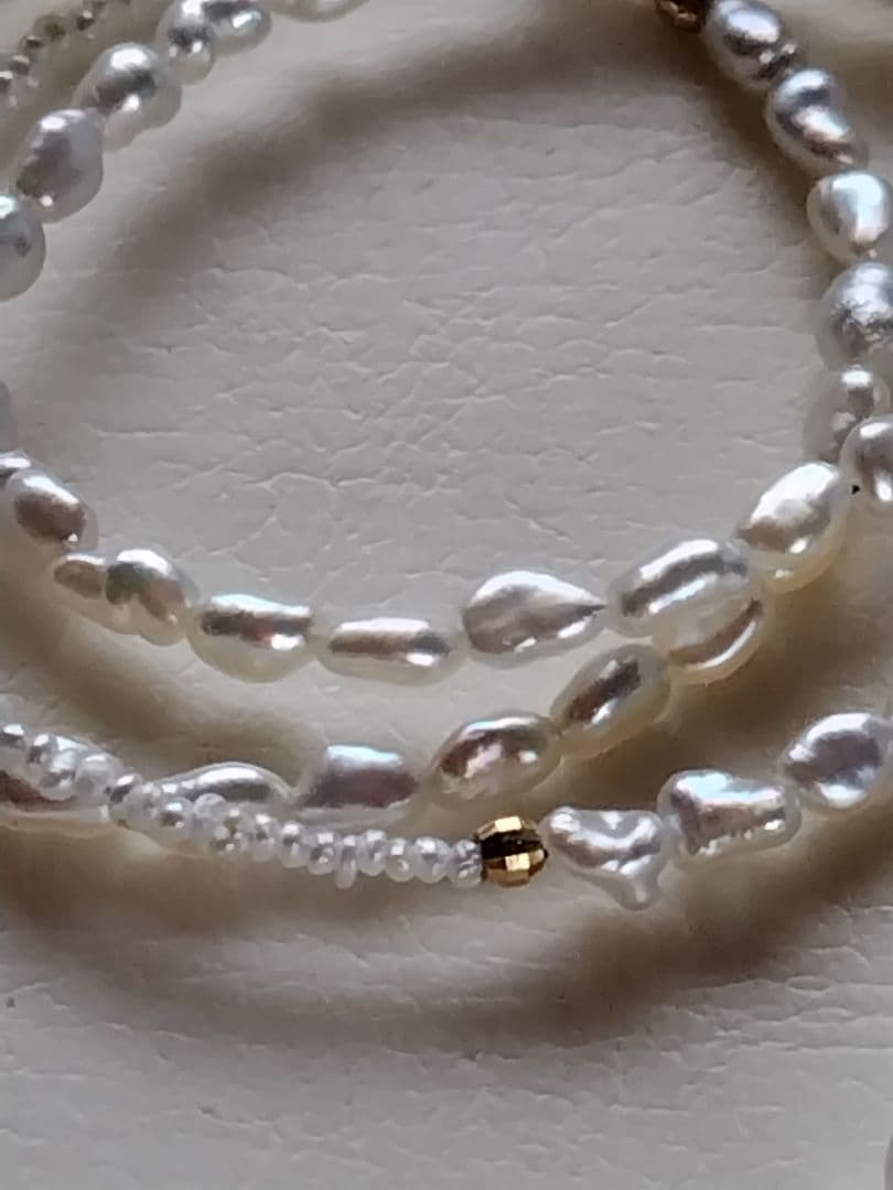 K18 ２種類の、アコヤ真珠ケシパールの、ネックレス