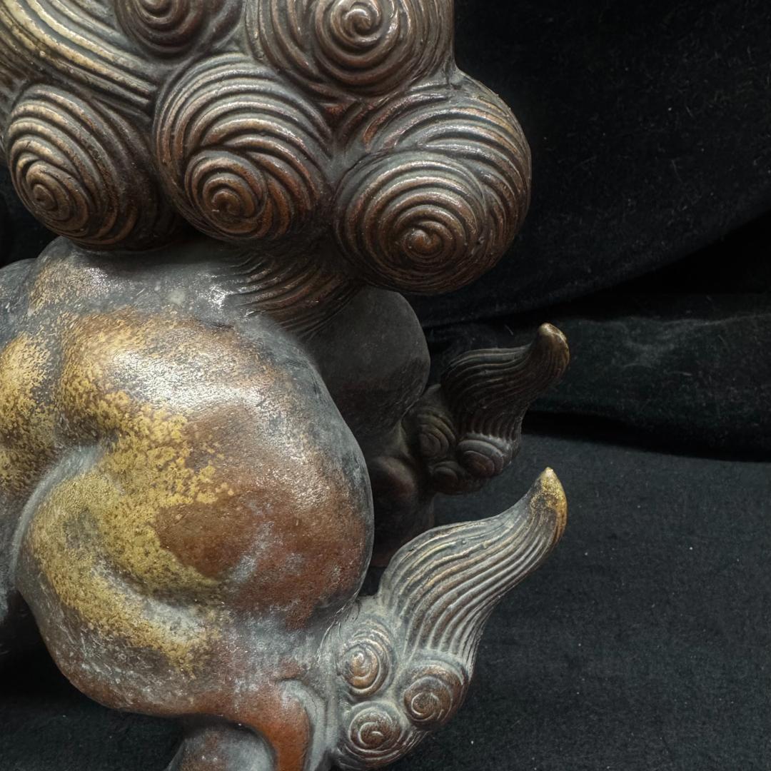 Kiki0623　備前焼 狛獅子 獅子 骨董品 縁起物 古美術 26cm