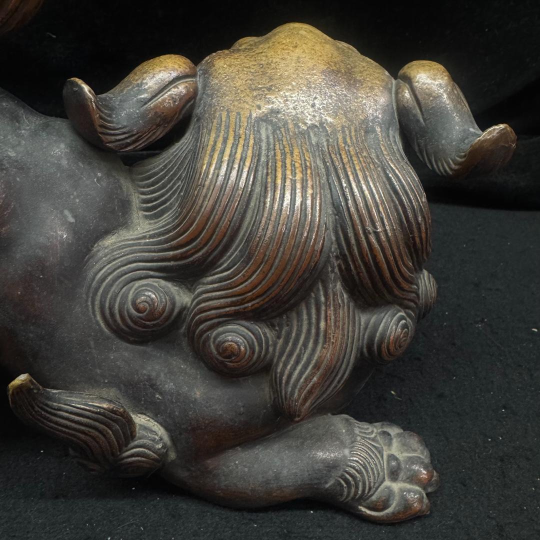 Kiki0623　備前焼 狛獅子 獅子 骨董品 縁起物 古美術 26cm