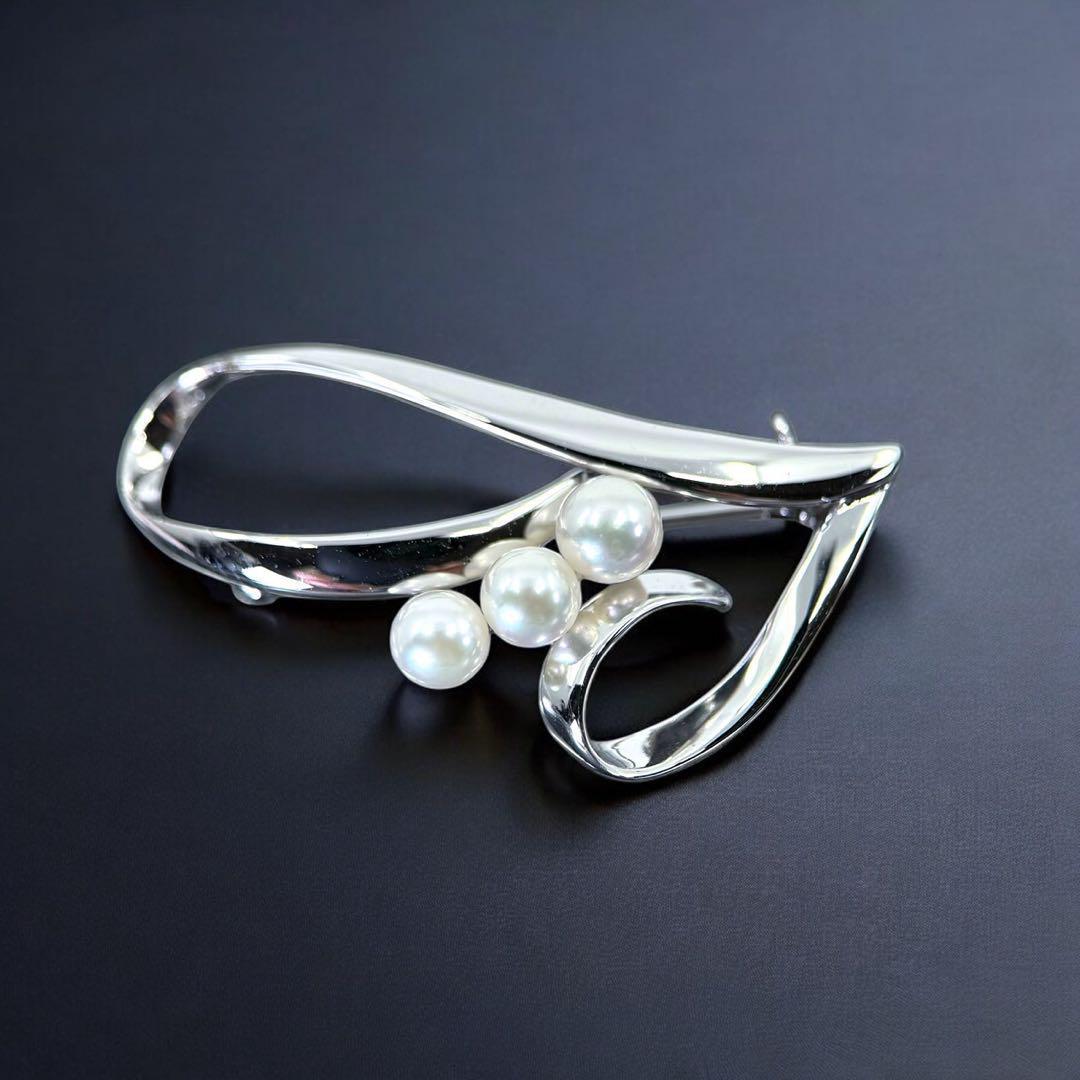 【未使用保管品】ミキモト　アコヤ　本真珠　ブローチ　コサージュ　シルバー