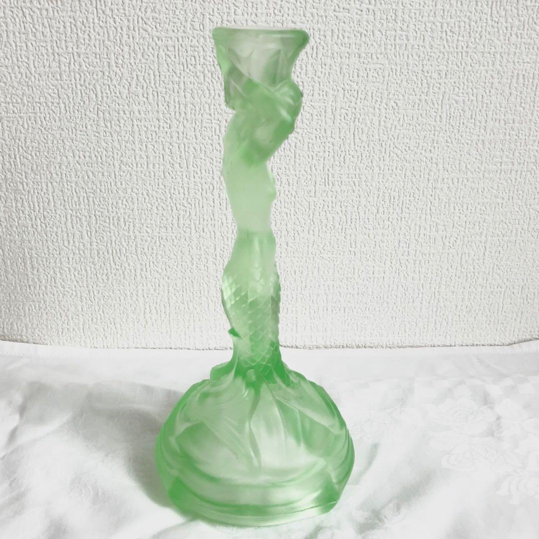 WALTHER GLAS マーメイド　ウランガラス　キャンドルホルダー　グリーン