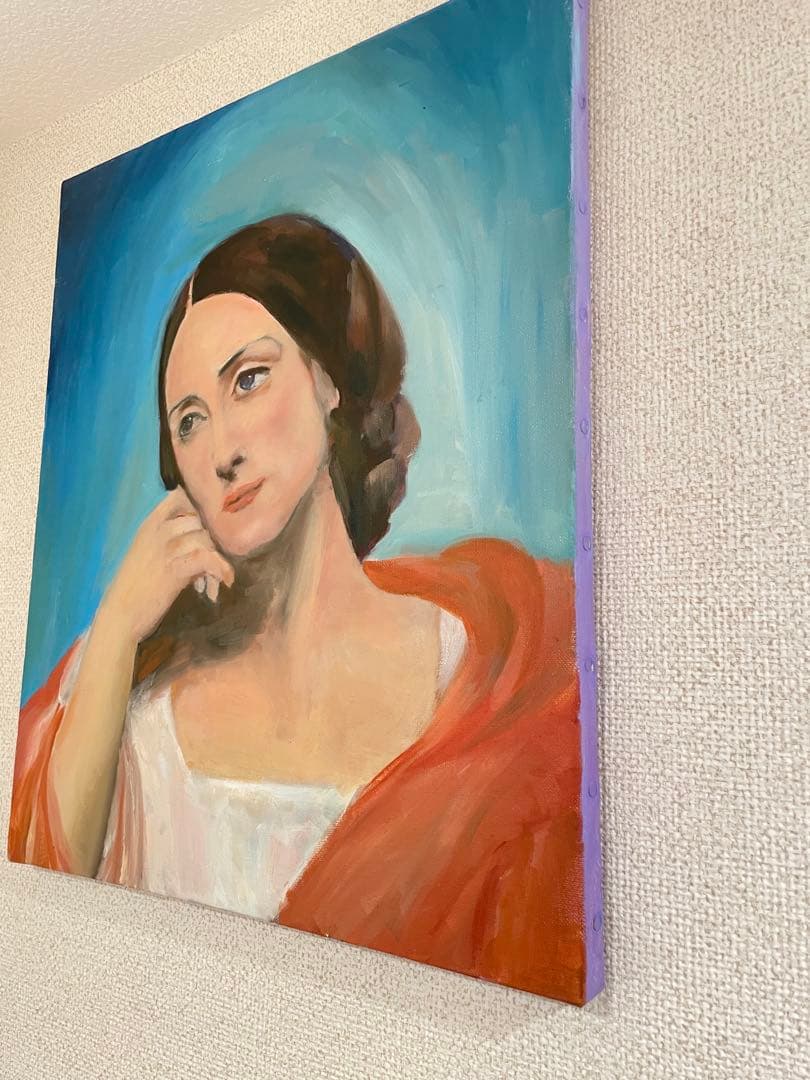 古典油絵　模写　中世紀人像  美人　アート　インテリア　上品　マリア