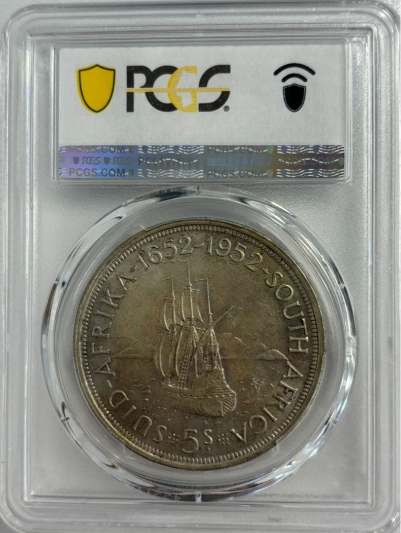 A1952年南アフリカ 5シリング大型銀貨　PCGS5枚セット