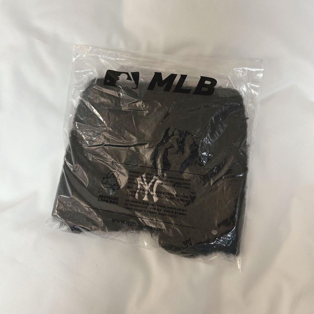 韓国限定 MLB カリナ 着用 猫耳 ミャオン ビーニー 紐付 ブラック 黒