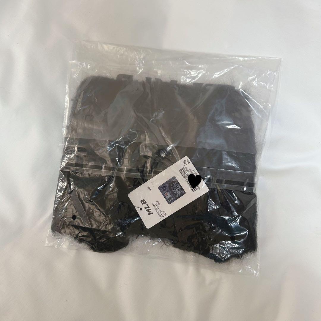 韓国限定 MLB カリナ 着用 猫耳 ミャオン ビーニー 紐付 ブラック 黒