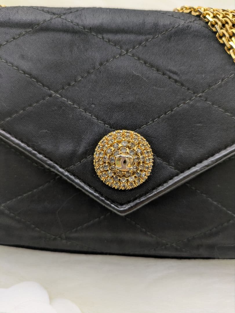 CHANEL 希少 サテン ミニマトラッセ 6連チェーン ラインストーン