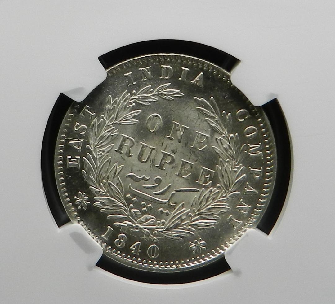 1840 (B＆C) イギリス領 インド 銀貨 NGC MS62 ビクトリア女王