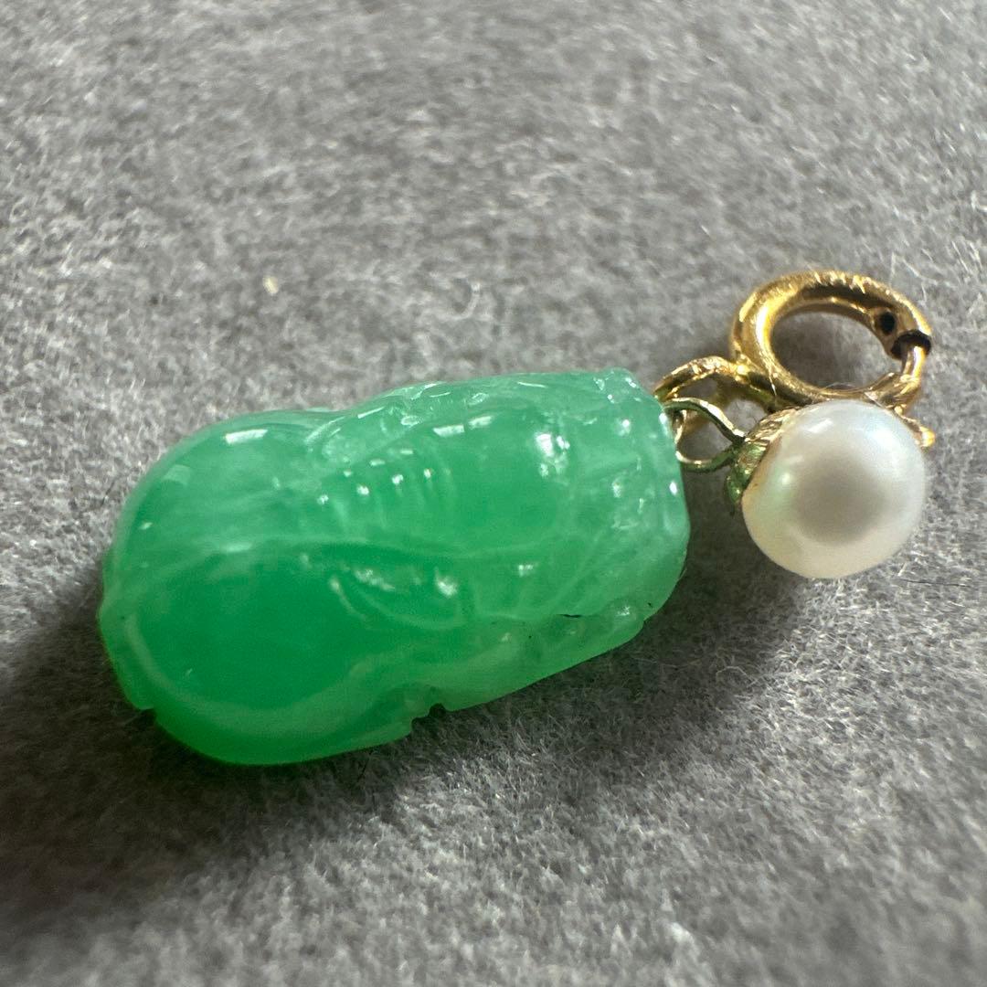 金18 K金製金留め、純天然冰種ジェダイト本翡翠チャーム＆ペンダント両用