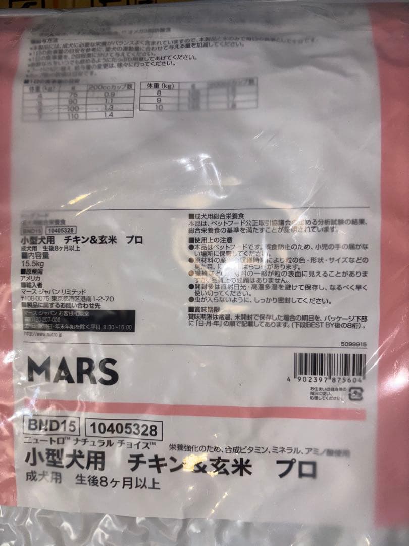 ニュートロ　チキン＆玄米　小型犬用　１５.５キロ