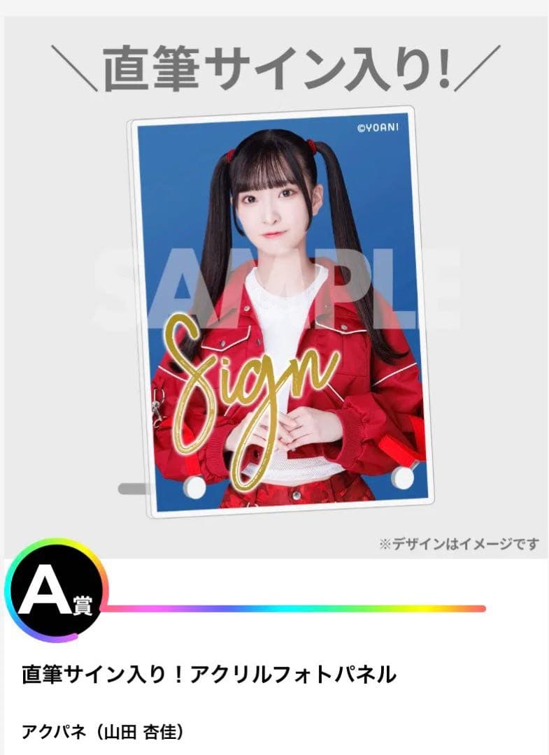 ぱ*照様 ニアジョイ 2周年コンサート ラッフルくじ A賞 山田杏佳 直筆 ラッ