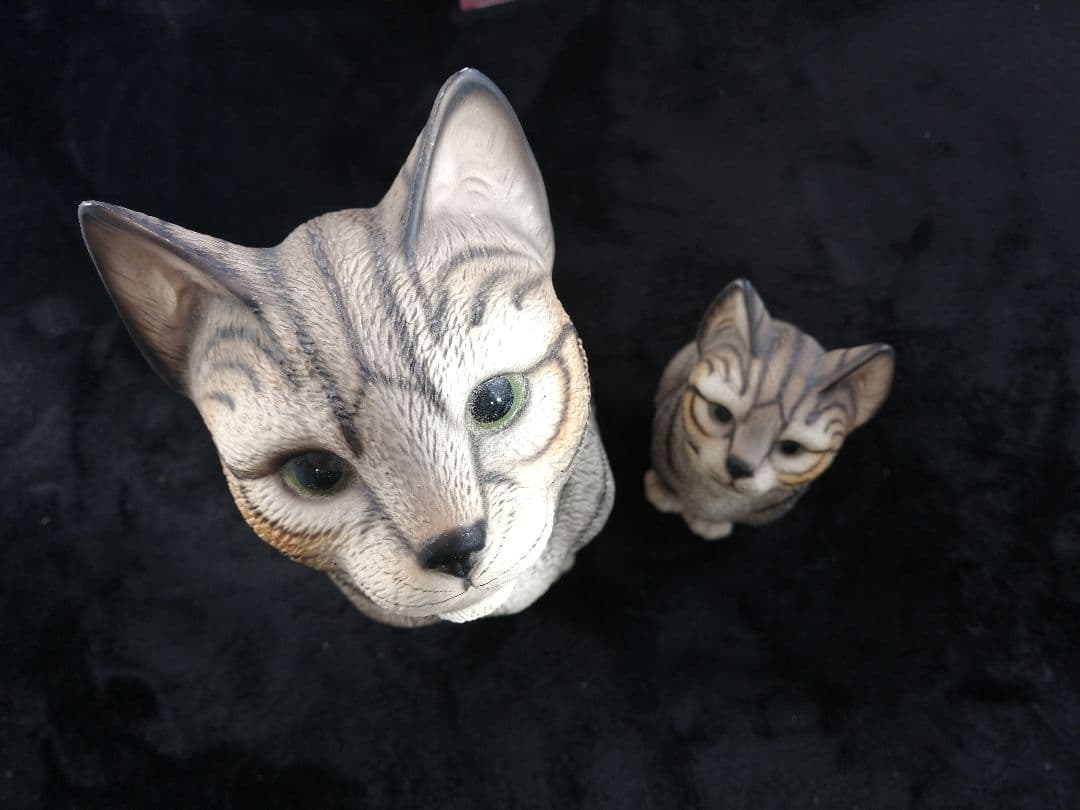 イタリア製ドマン　猫の置物 2体セット　希少レア　DEMAIN HK　見上げる猫