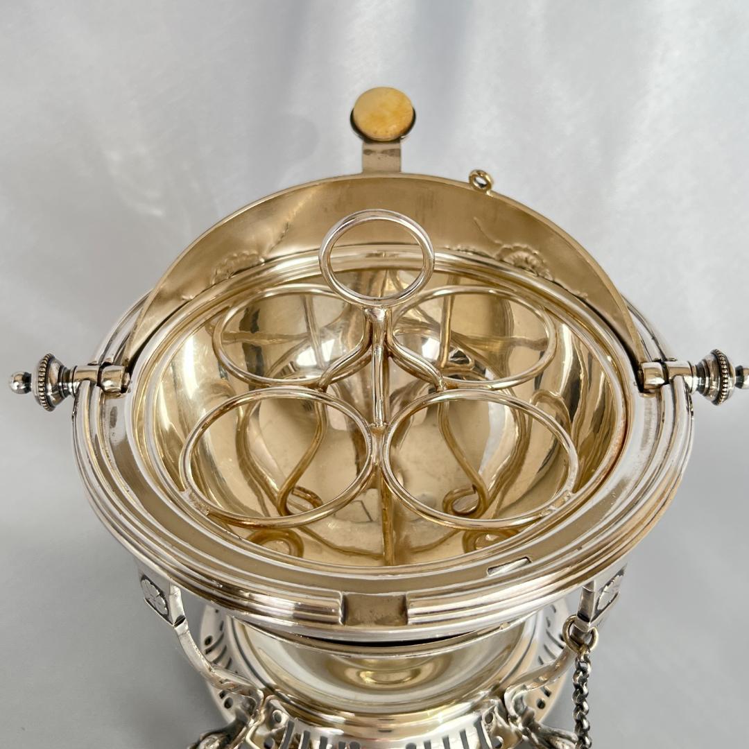 【英国 】ロールトップのエッグコドラー【シルバープレート】ライナー