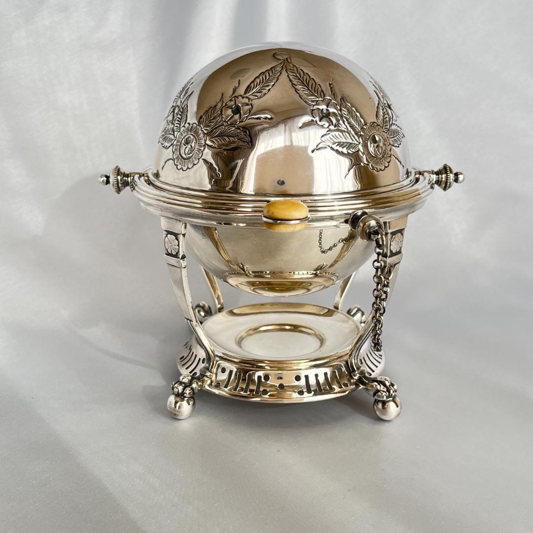 【英国 】ロールトップのエッグコドラー【シルバープレート】ライナー