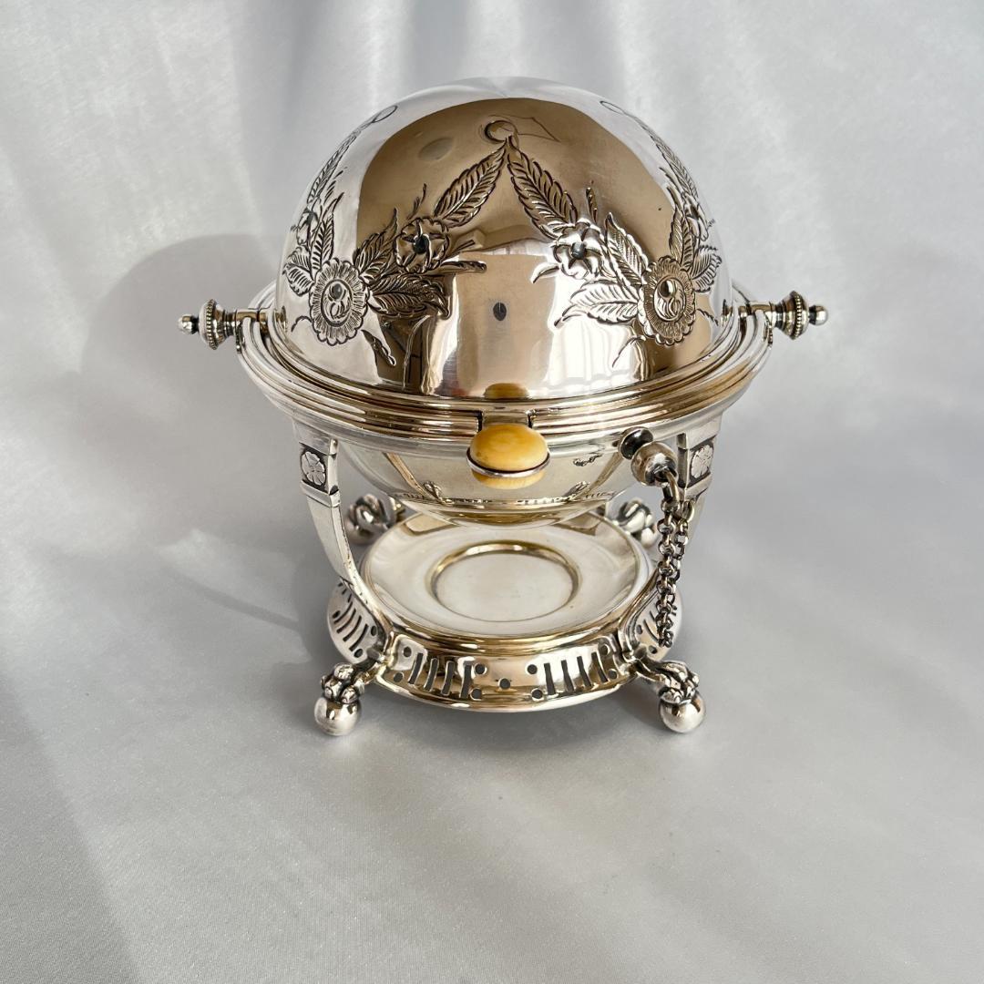 【英国 】ロールトップのエッグコドラー【シルバープレート】ライナー