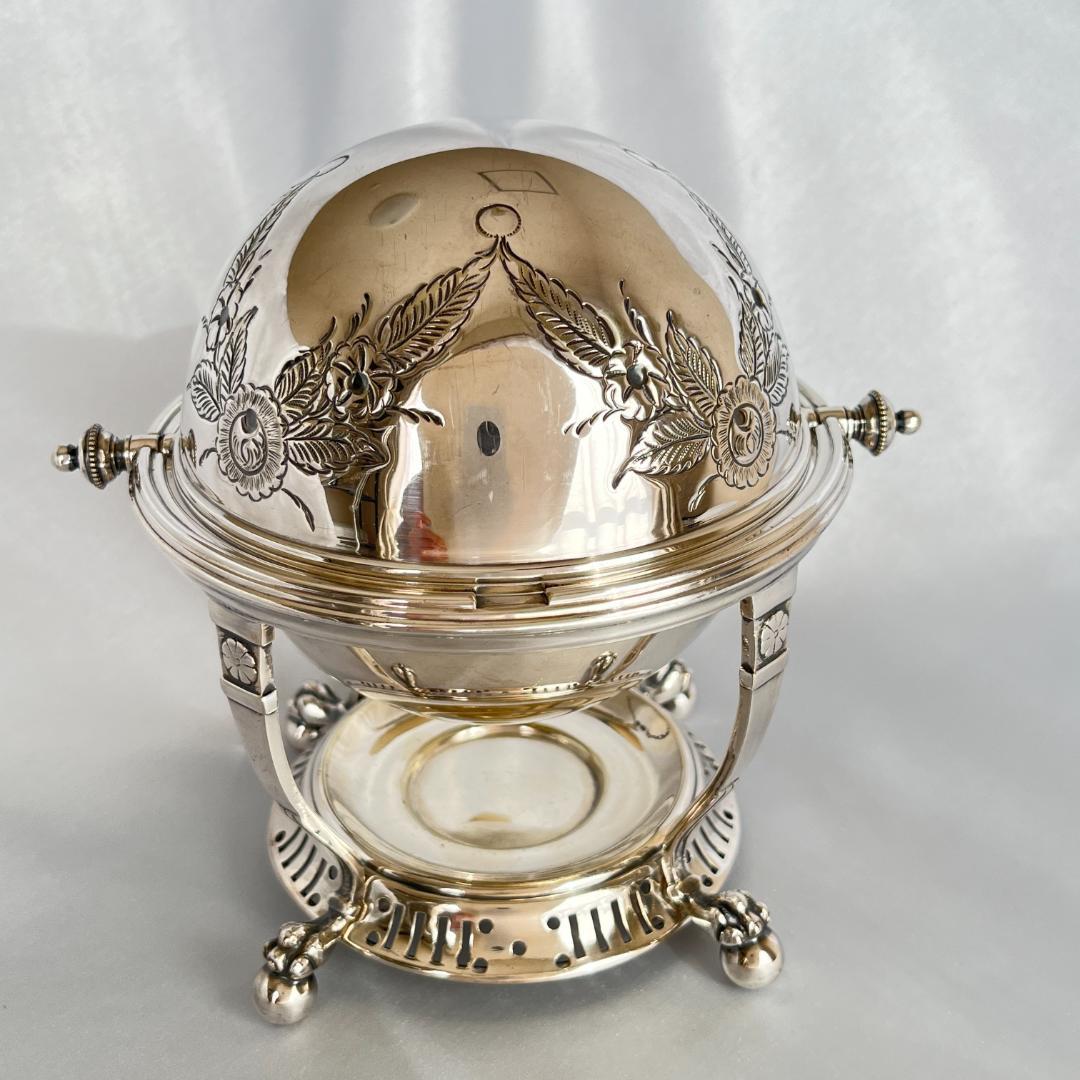 【英国 】ロールトップのエッグコドラー【シルバープレート】ライナー