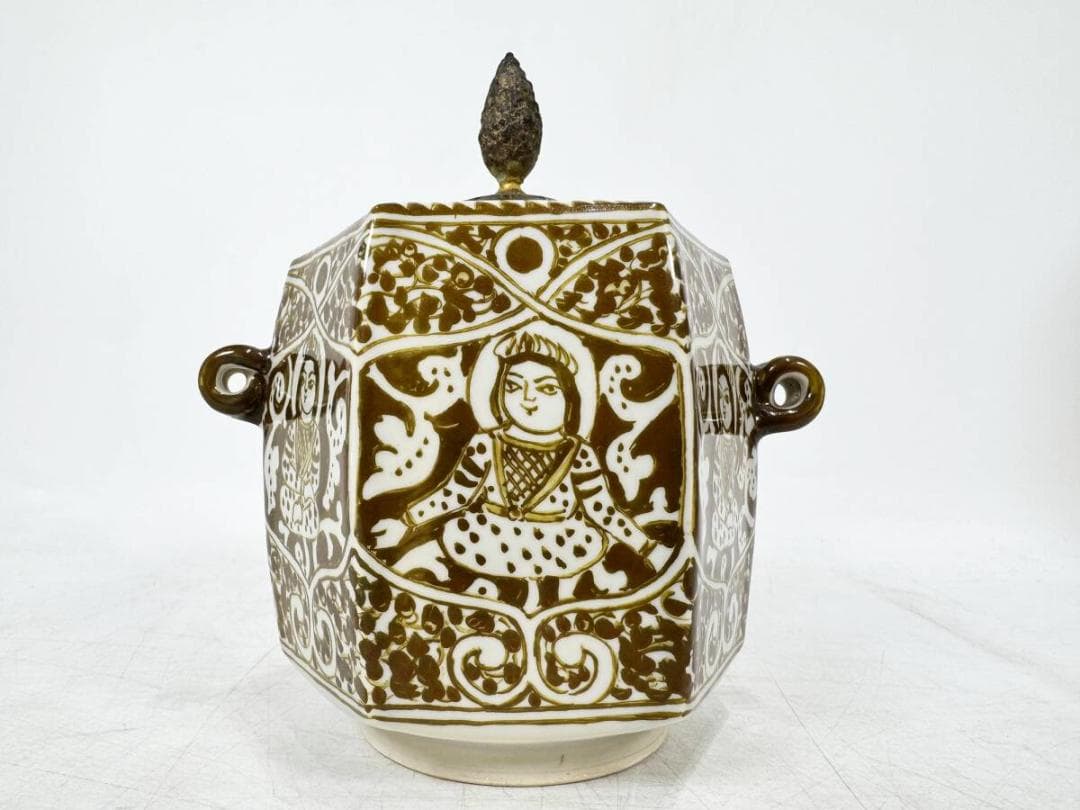 加藤卓男 ラスター彩　香炉　純銀製火屋　茶道具　骨董　古美術　美術品