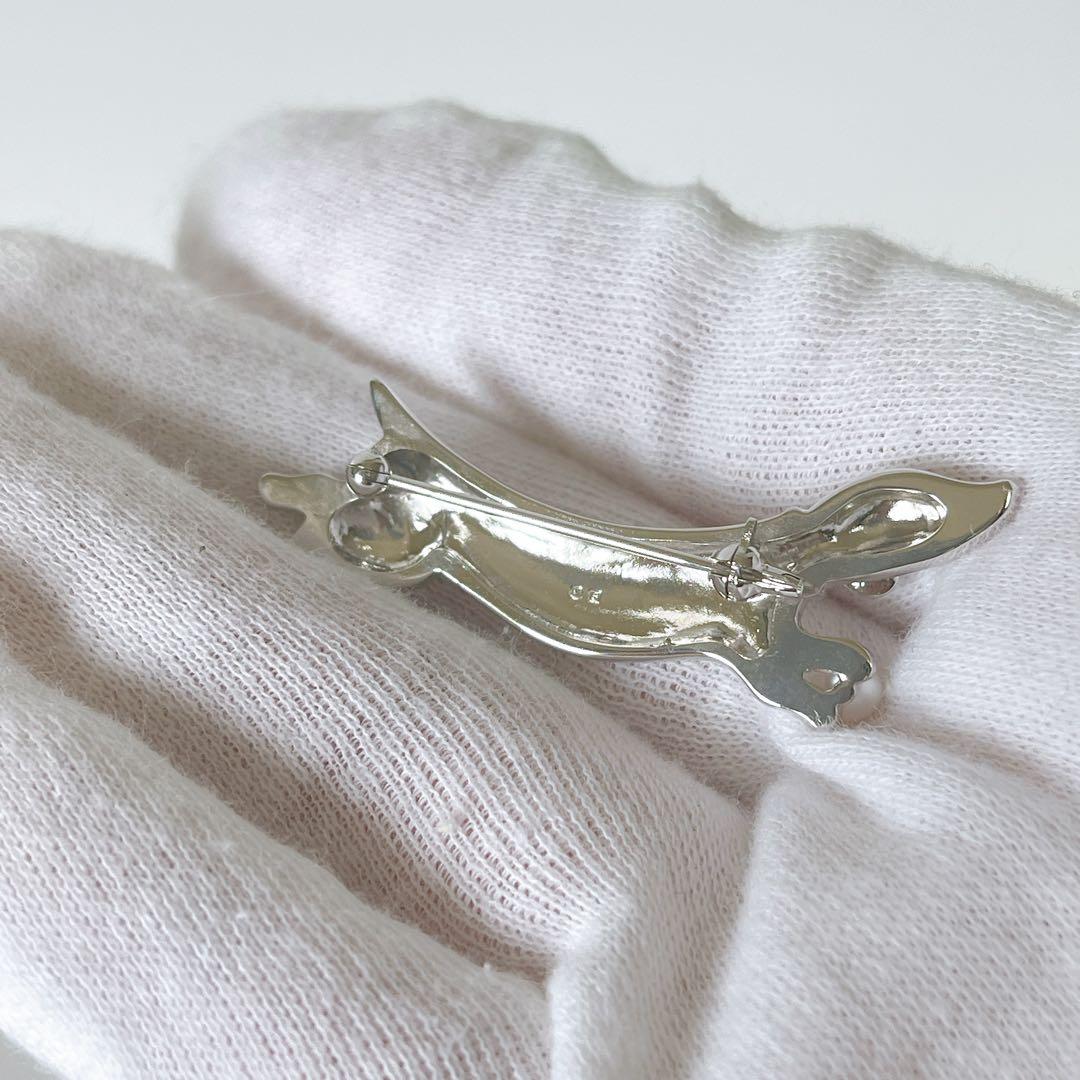 ミキモト MIKIMOTO ブローチ パール ダックスフント 犬 真珠 シルバー