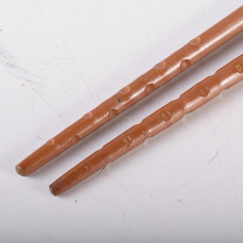 金工師　木村清五郎作　桐実頭飾火箸　共布共箱　V　7439