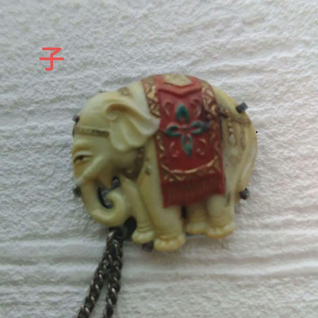 象　親子象　九谷焼　銀製　ブローチ　バッチ　イ10