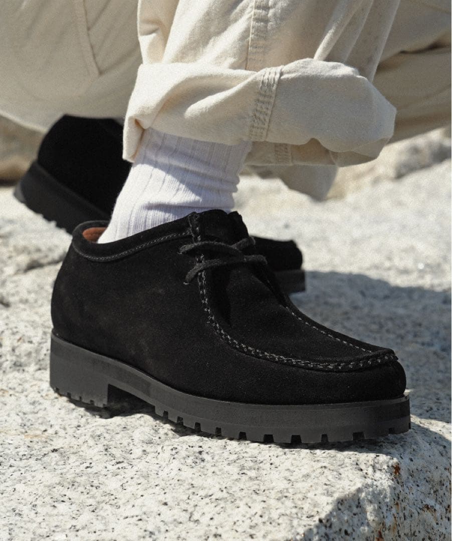 shiunブラックスエードモカシンシューズ 25.5-26.5cm相当