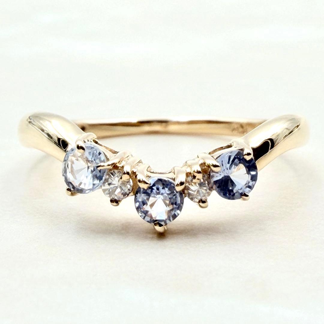 ほぼ未使用　K9 イエローゴールド　リング　ジルコニア　色石　9号　希少品　レア