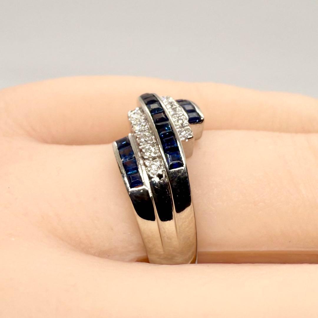 Pt900 ブルーサファイア 0.57ct ダイヤ 0.10ct リング
