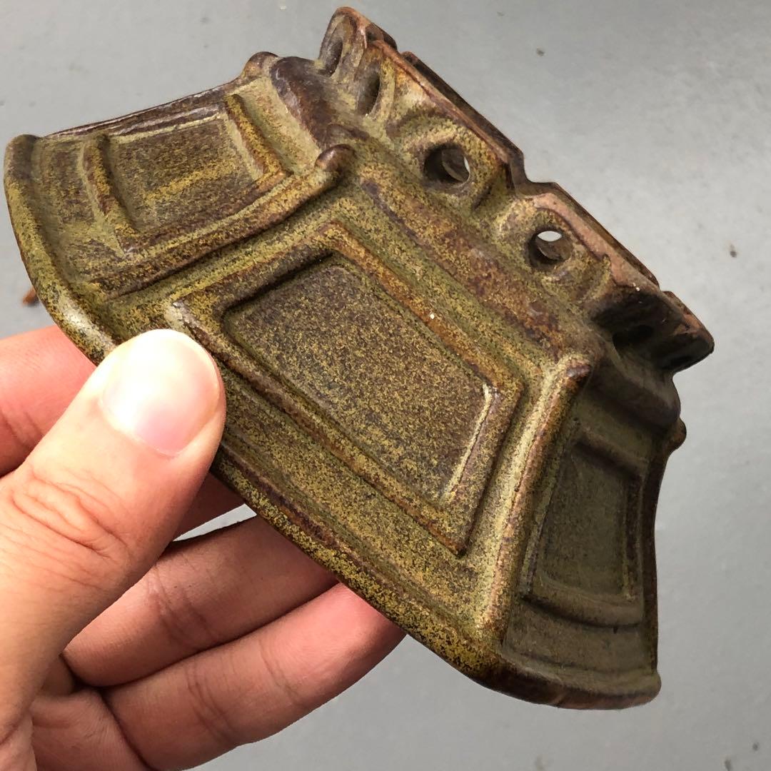 350.荞麦釉飾足六角鉢 盆栽鉢 植木鉢 14*15*5cm