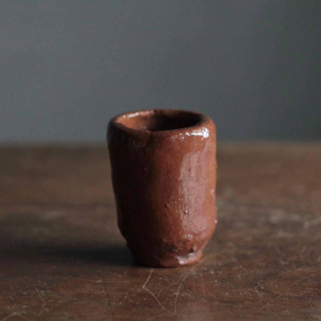 手びねり 赤楽 筒盃 酒器 ぐい呑み 古道具 アンティーク