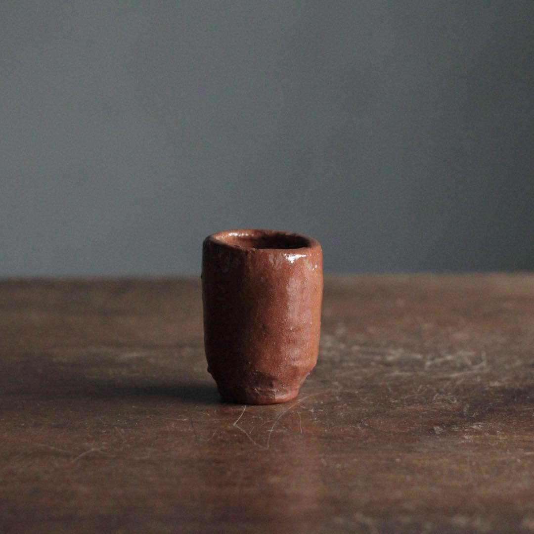 手びねり 赤楽 筒盃 酒器 ぐい呑み 古道具 アンティーク