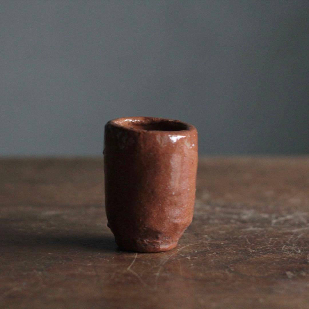 手びねり 赤楽 筒盃 酒器 ぐい呑み 古道具 アンティーク