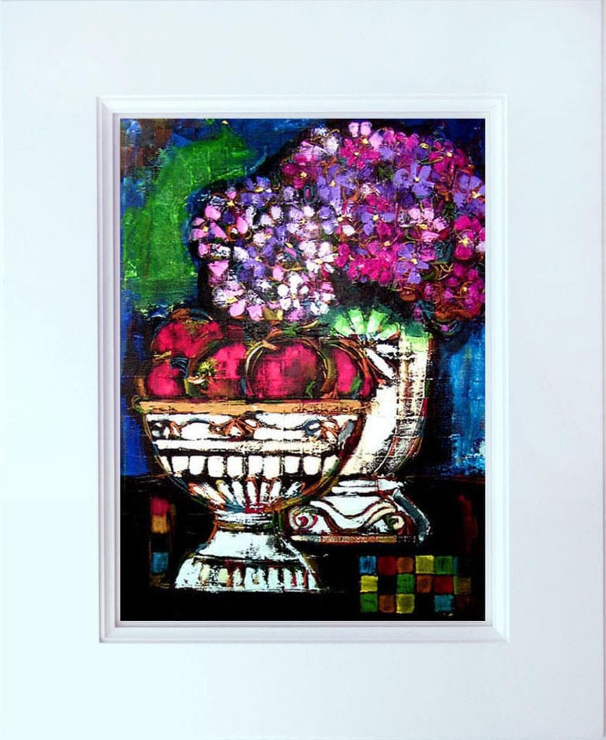 油絵 菅家令子 絵 絵画 インテリア uF6-063504 静物 花 果物 器