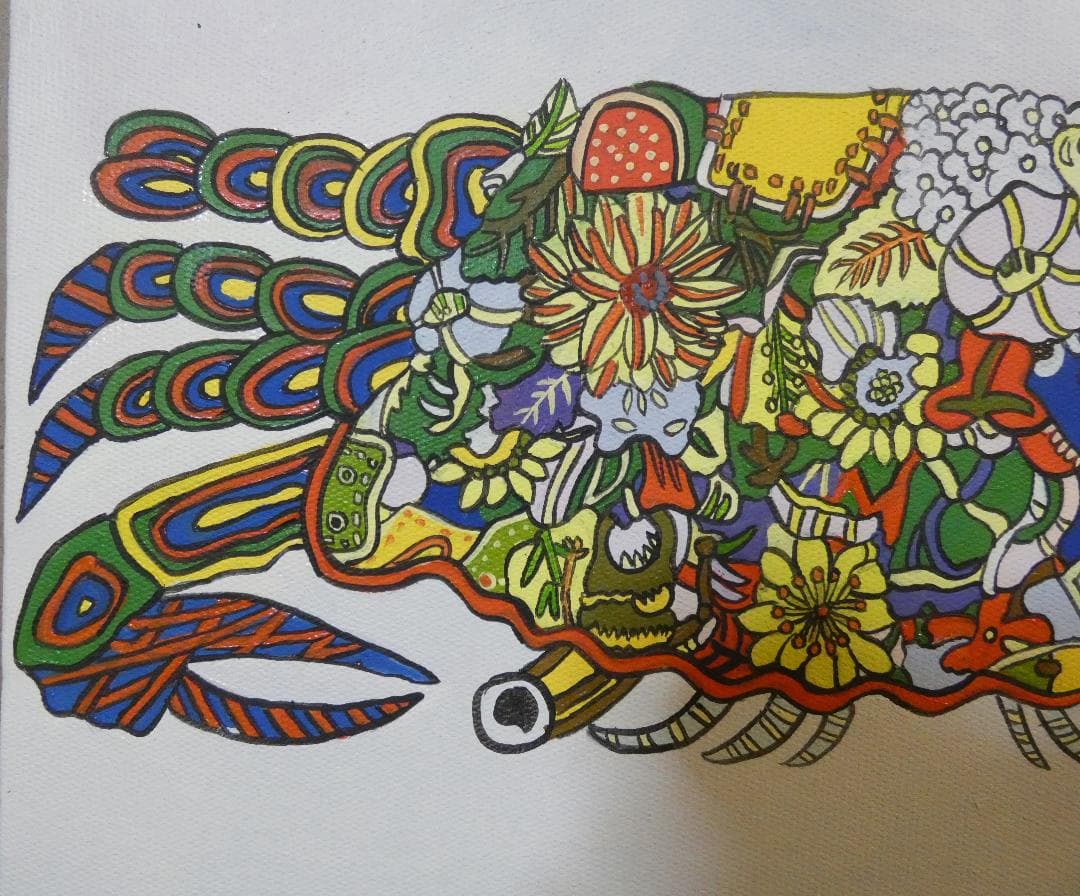 絵画　 肉筆手描き 油彩　ジミー大西「カニ」 サイン　M10　額装済み