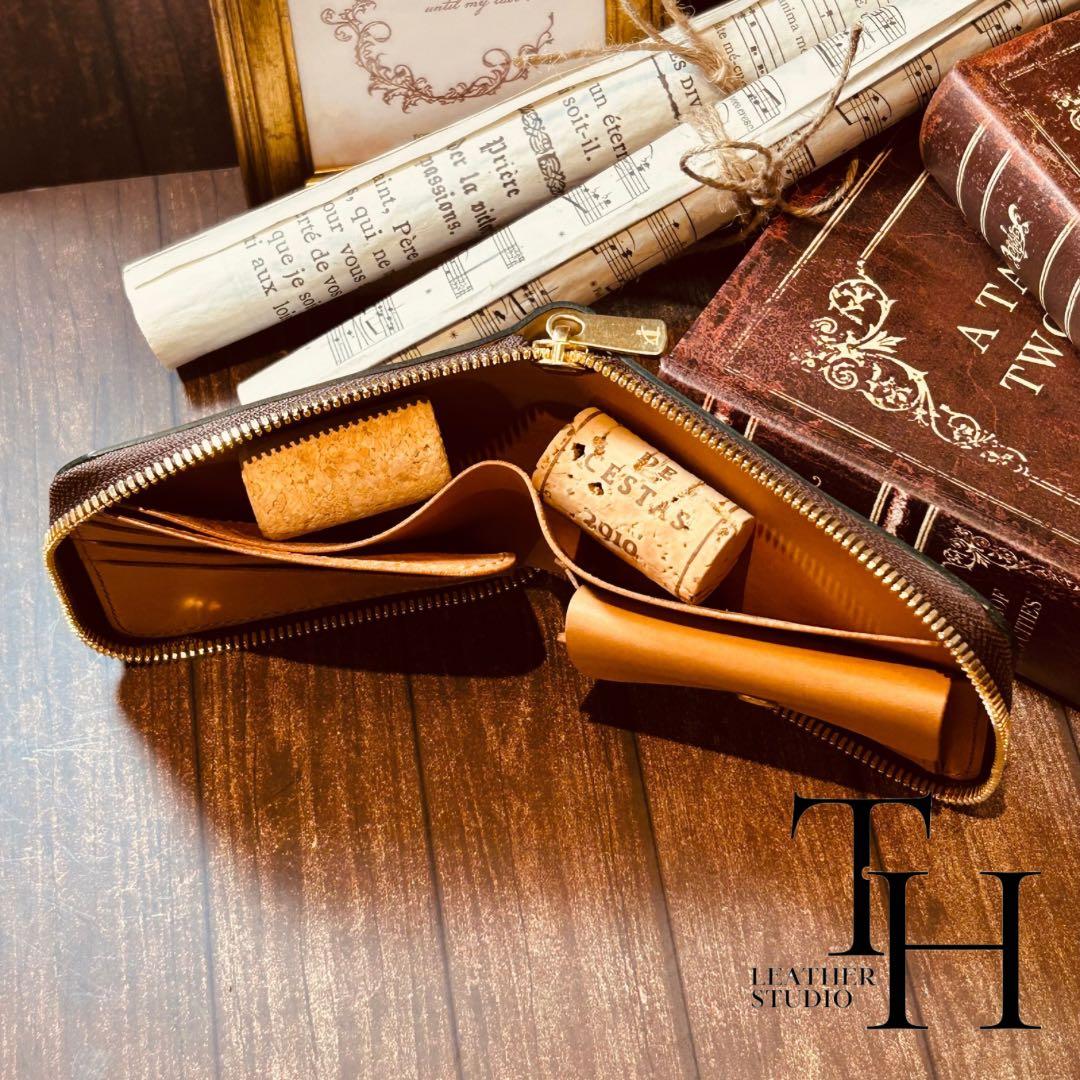 コードバン　ラウンドジップウォレット　レーデルオガワ　二つ折り　グリーン